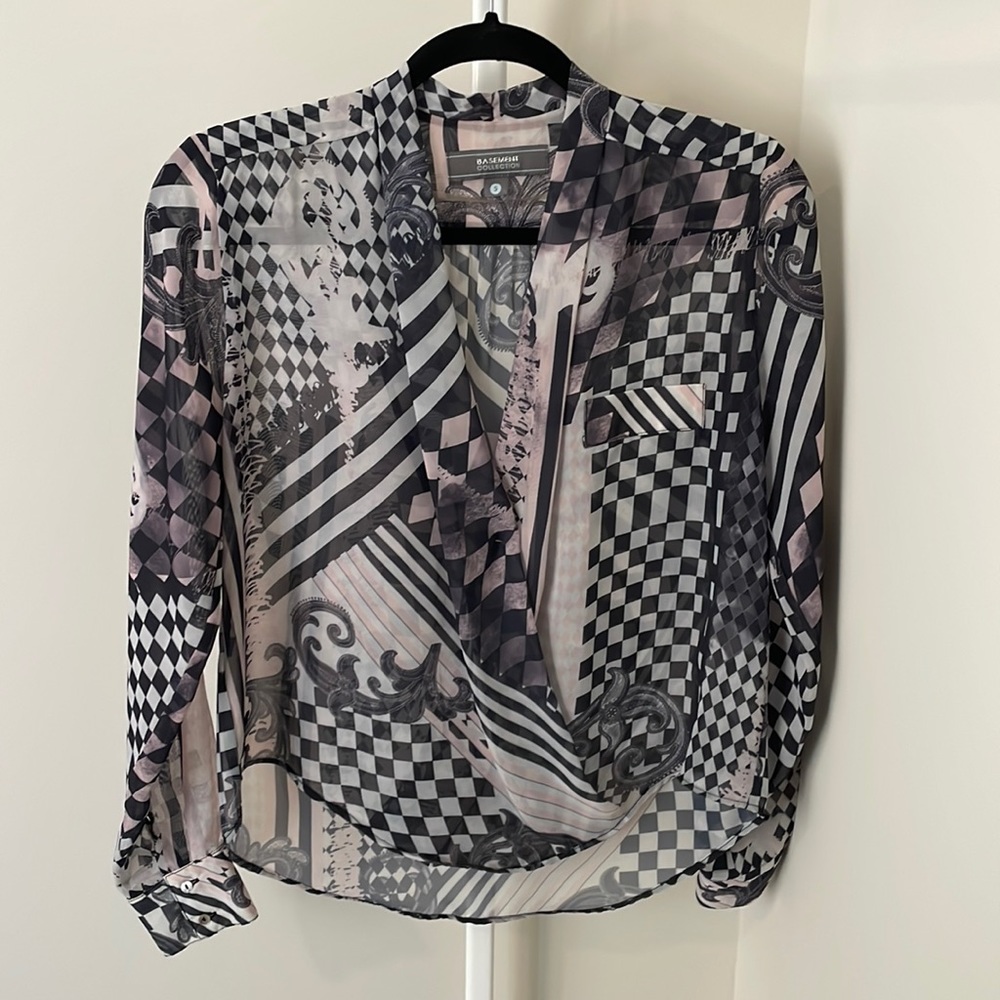 Basement Crossover Sheer Blouse
